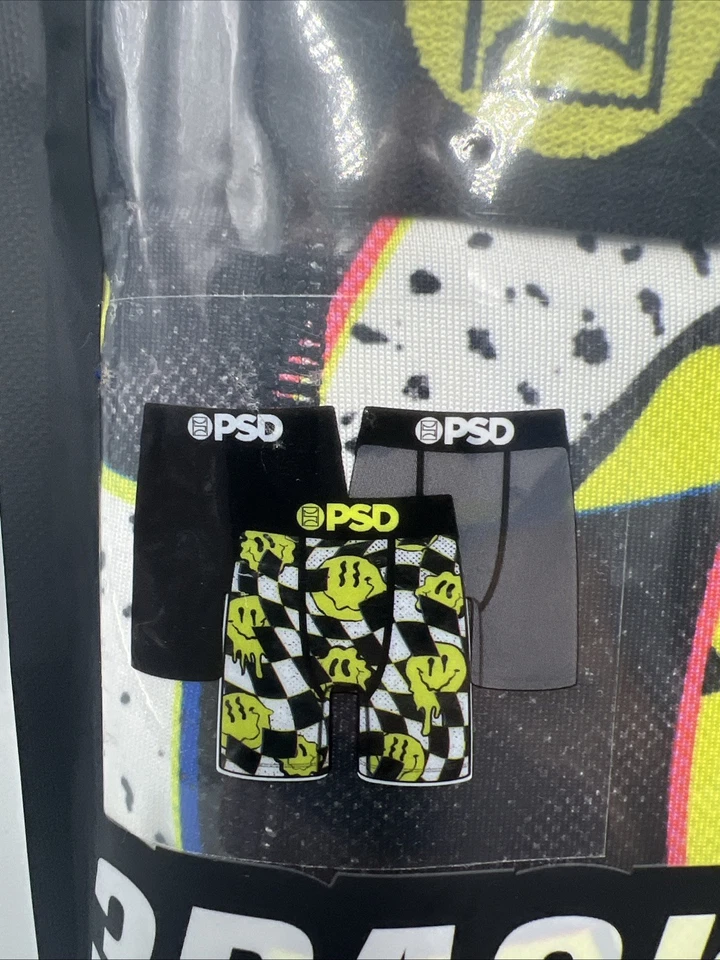 Calzoncillos boxer premium estándar a cuadros PSD 7" entrepierna cara sonriente, talla S, 28-30" Foto 2 de 4