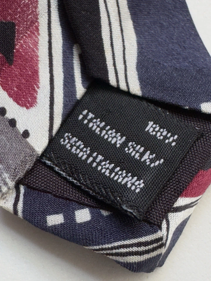 Corbata de seda italiana J T Beckett azul rojo geométrica EE. UU. Foto 2 de 4