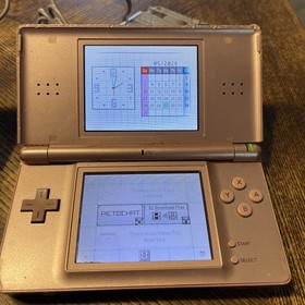 Lot Of 2 Pink Metallic Nintendo DS Lite Consoles Tested Working With Chargers