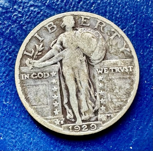 1929-S Standing Liberty Quarter. 90% Silver. VF+ Condition. Charity Auction. ￼