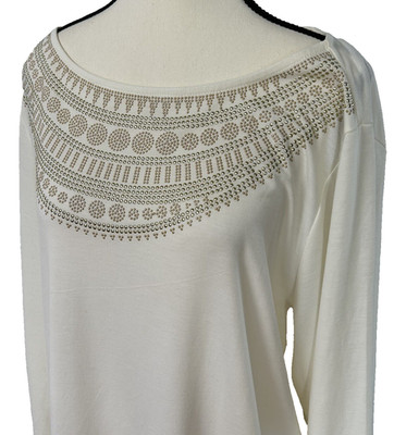 Women s Plus Size 1 XL Top Shirt Cream Gold Light Weight Ruby Rd. B46