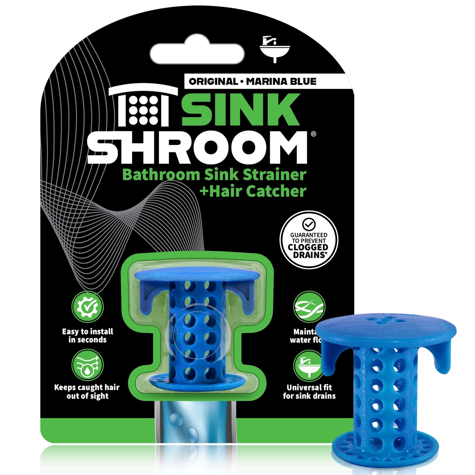 SinkShroom® Blue The Hair Catcher That Prevents Clogged Sink Drains by TubShroom