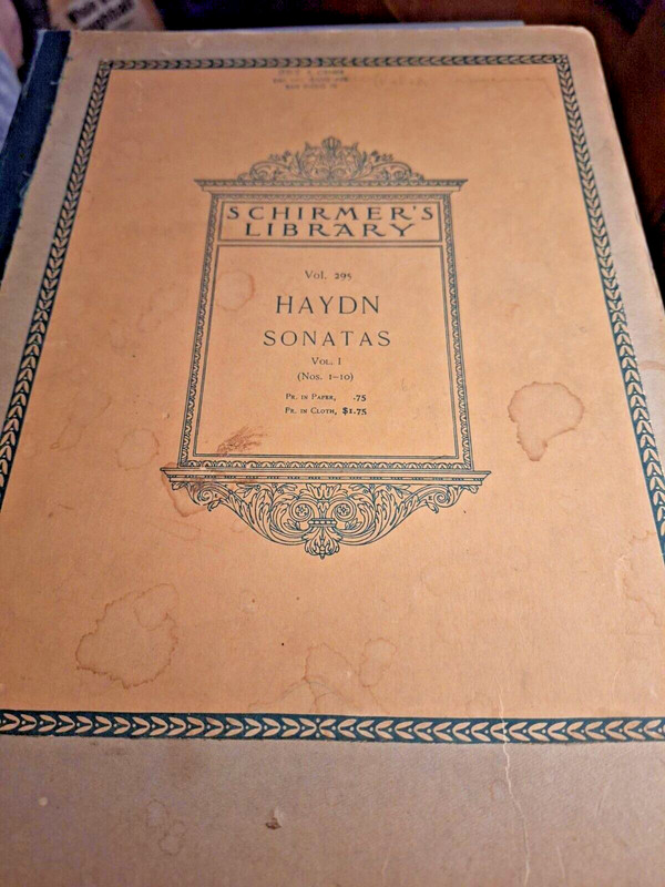 "Haydn Sonatas" Volume I No. 1-10, Volume 295 ~ Schirmer's Sheet Music Book