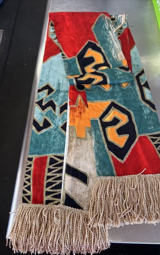 Geometric Southwestern Scarf Ceremony With Fringe Altar Cloth Table Runner 62”