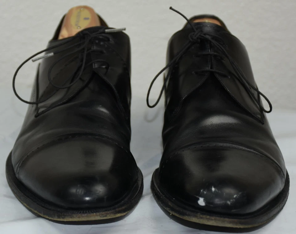 Zapato Oxford A. Testoni Para Hombre Cuero Negro Puntera Talla 9.5 - 10.5 EE. UU. Foto 2 de 4