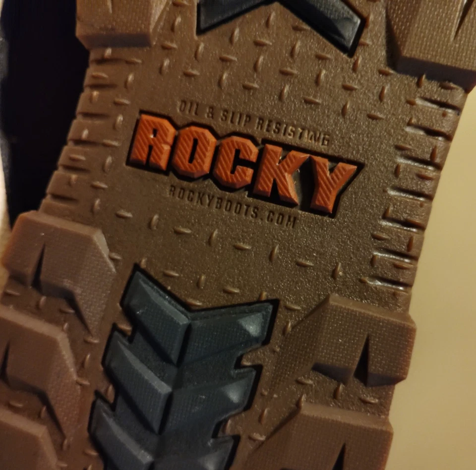 NUEVO Cuerno Rocky Rams Sin Forro Cuña de Trabajo Trabajo Eléctrico Para Hombres Talla 8 M Marrón Foto 3 de 4