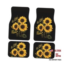 Floor Mats for Car Truck Van Sedans SUV Floral Car Floor Mats Yellow Sunflower