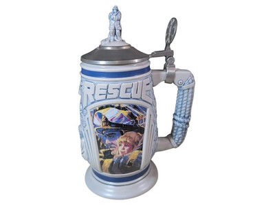 ''Tribute To Rescue Workers '' 1997 Avon Beer Stein Made In Brazil Blue #212 EMT