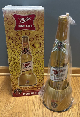 Vintage Miller High Life Bubbler Beer Bottle Lamp Bar Man Cave NIB Rabbit Tanaka