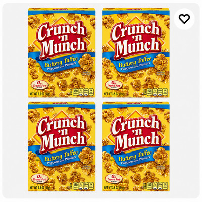 Crunch n Munch Buttery Toffee Popcorn Peanuts 3.5oz 4 Pack Snack Family Size