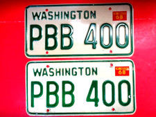 1968-1982 Washington passenger license plate pair # PBB 400 Natural 1968 base.