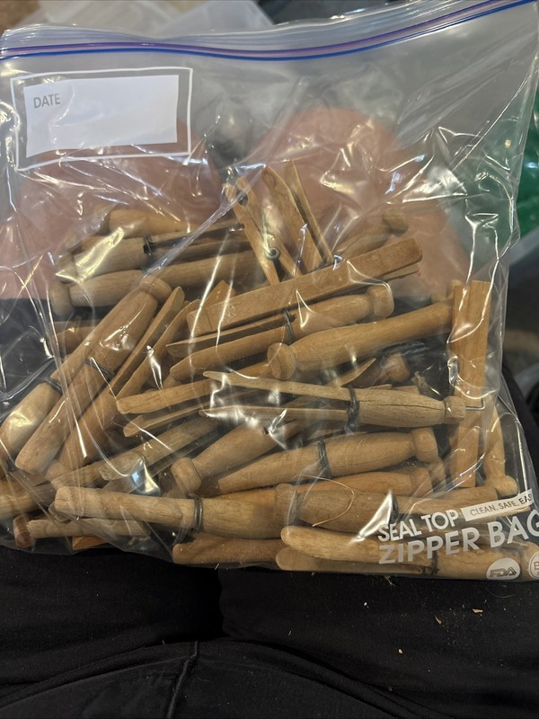Vintage Wooden Clothes Pins Round Top Wood