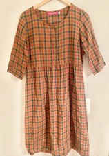 Pyne & Smith Linen Islington Checks Multicolor Dress Cottagecore Peasant Sz M