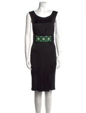 versace collection Authentic Black Green Tank Knee Length Dress US 4 Small IT 40