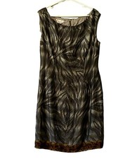 Maggy London Colorful Silk Sheath Dress Size 14 Sleeveless Classic Business