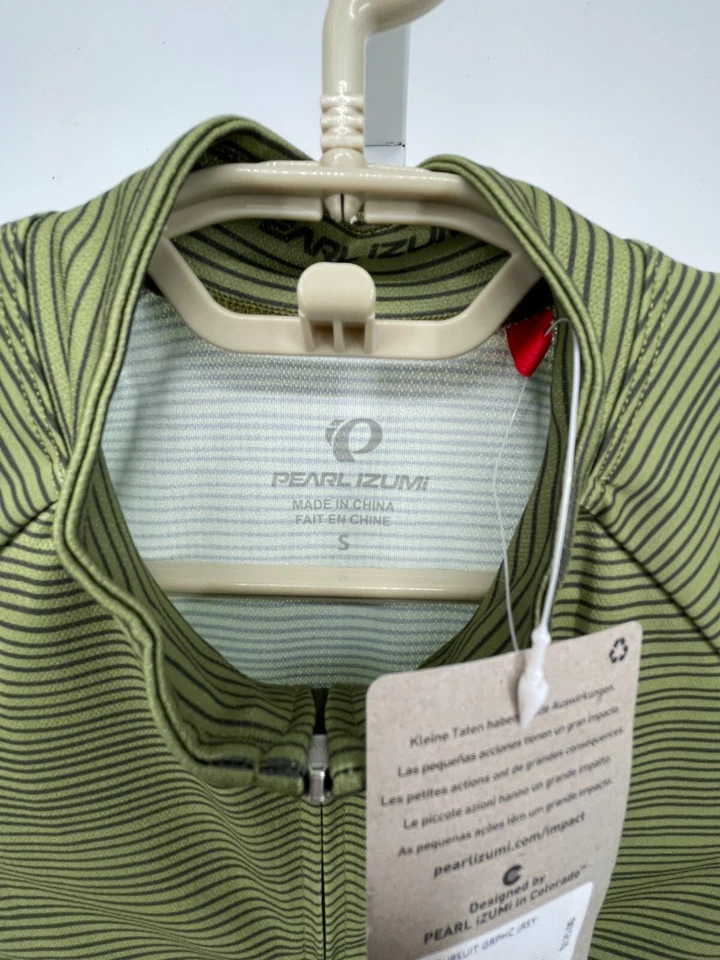 Pearl Izumi Mens ELITE  Pursuit Graphic Jersey Green Striped Stretch 11121818 - Image 3 of 4