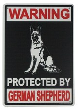 Warning protected by German Shepherd tin metal sign new wall hanging