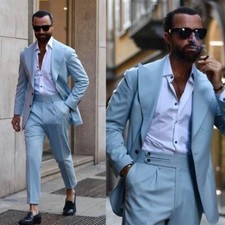 Business Men Suits Slim Fit Formal Prom Peak Lapel Tuxedos Single Breasted Prom