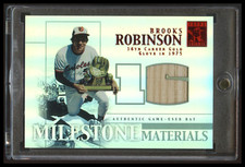 2002 TOPPS TRIBUTE MILESTONE MATERIALS JERSEY NUMBER BROOKS ROBINSON BAT /5 GU