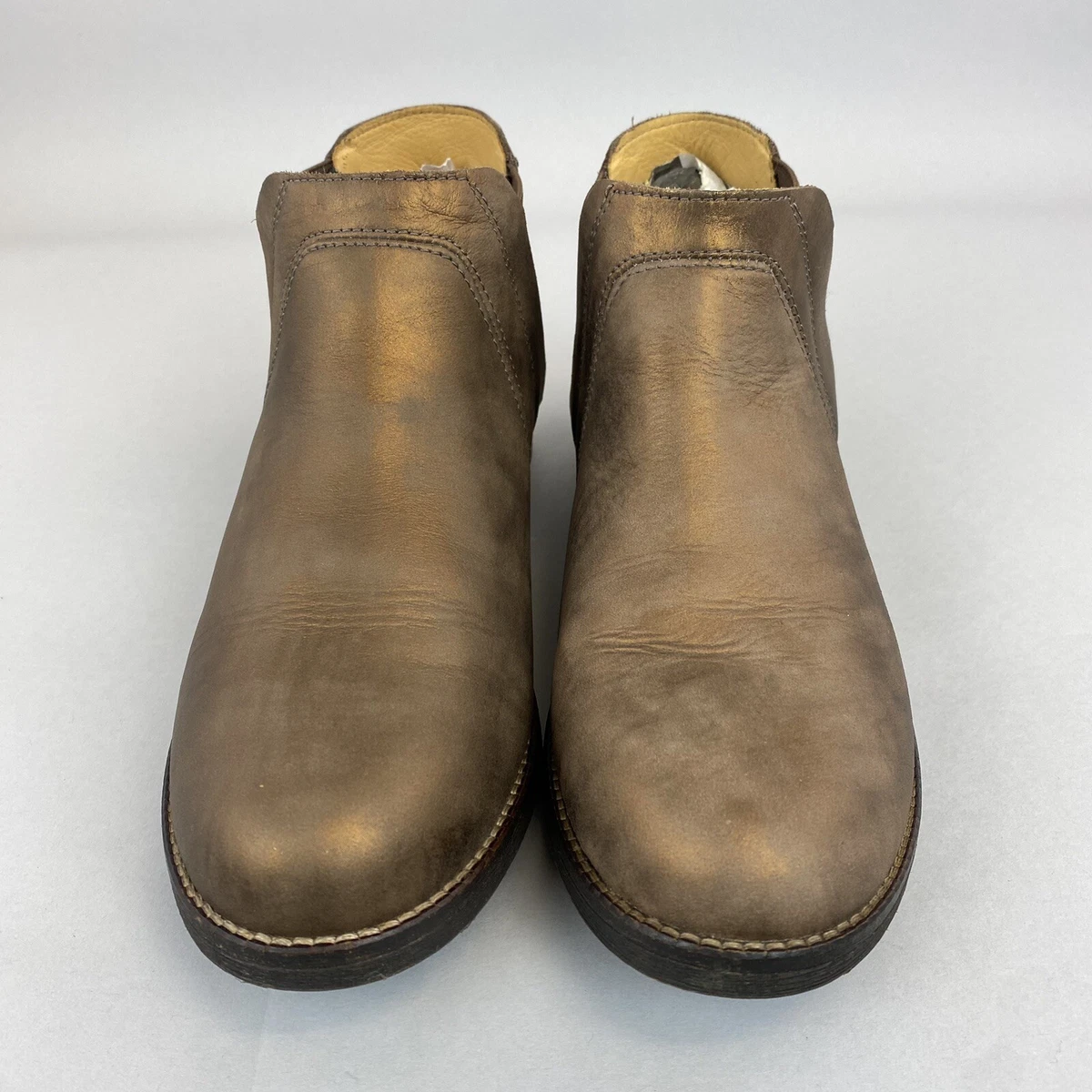 Clarks Demi Beat Bronze Metallic Leather Ankle Pull On Chelsea