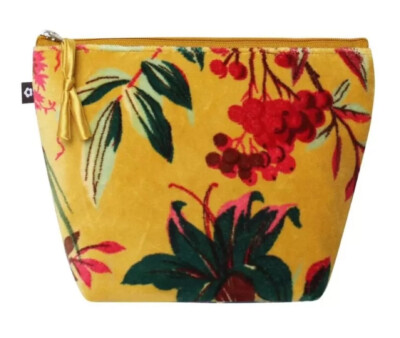 Earth Squared Fair Trade Velvet Floral Vintage Style Schminkkoffer Senf