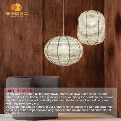2PCS hanging lamp shade Oval Cylinder Linen Pendant Light Shade 20