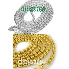 Men Women's Real 18K Gold Filled Tarnish-Free Round Box Chain Necklace 16"-32"