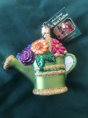 Merck Family Old World Christmas NWT Vintage 2004 Watering Can Flowers