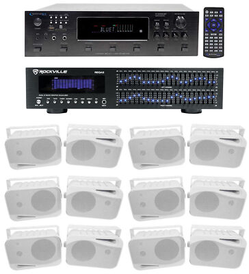 Technical Pro 6000w 6-Zone, Home Theater Bluetooth Receiver+(12) 4'' Speakers+EQ