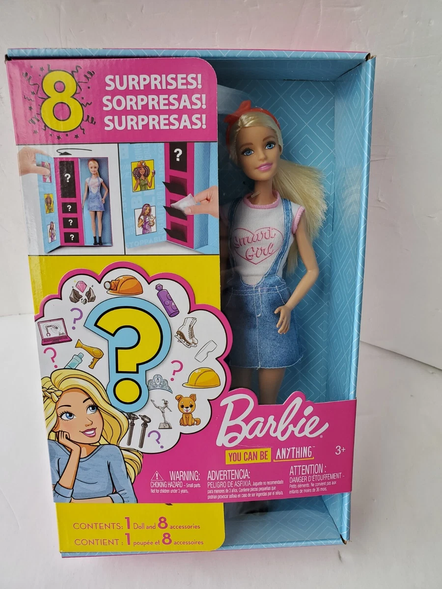 New Barbie You Can Be Anything Doll with 8 Surprises White Pink