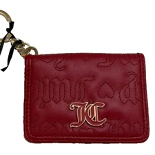 Juicy Couture Wallet Pink League Card Case Holder Keychain Key Clip FOB NWT Red