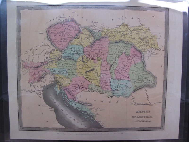 Thomas Illman Antique Hand Colored Map Empire of Austria Tyrol Moravia NY 1835