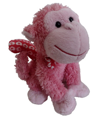 Pink Monkey Plush Valentines Heart 6'' Soft Toy Stuffed Animal DanDee? Walmart?