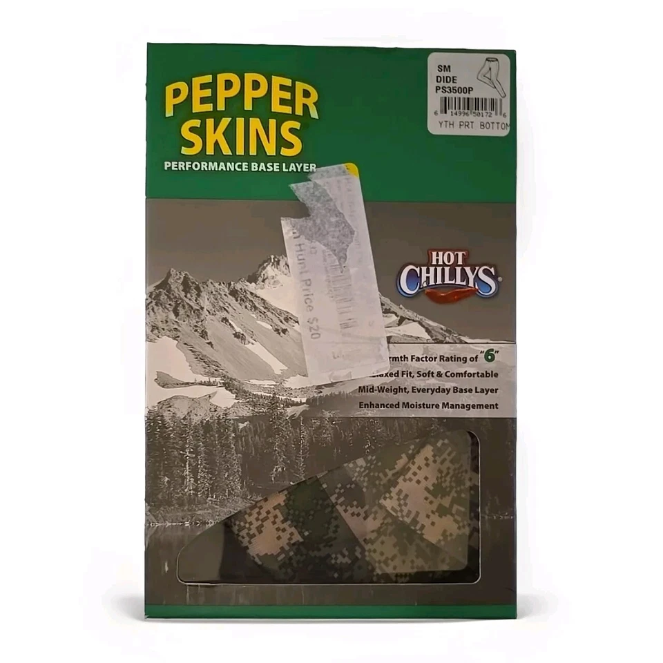 NEW Hot Chillys Youth Pepper Skins Camo, Thermal Bottoms Small - Image 2 of 2