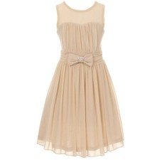 CHAMPAGNE Size 4 Chiffon Flower Girl Dress Birthday Party Wedding Bridesmaid