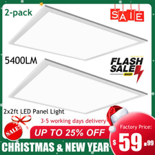 2 Pack 2x2 LED Flat Panel Light 45W 0-10V Dimmable Drop Ceiling Lights, 100-277V