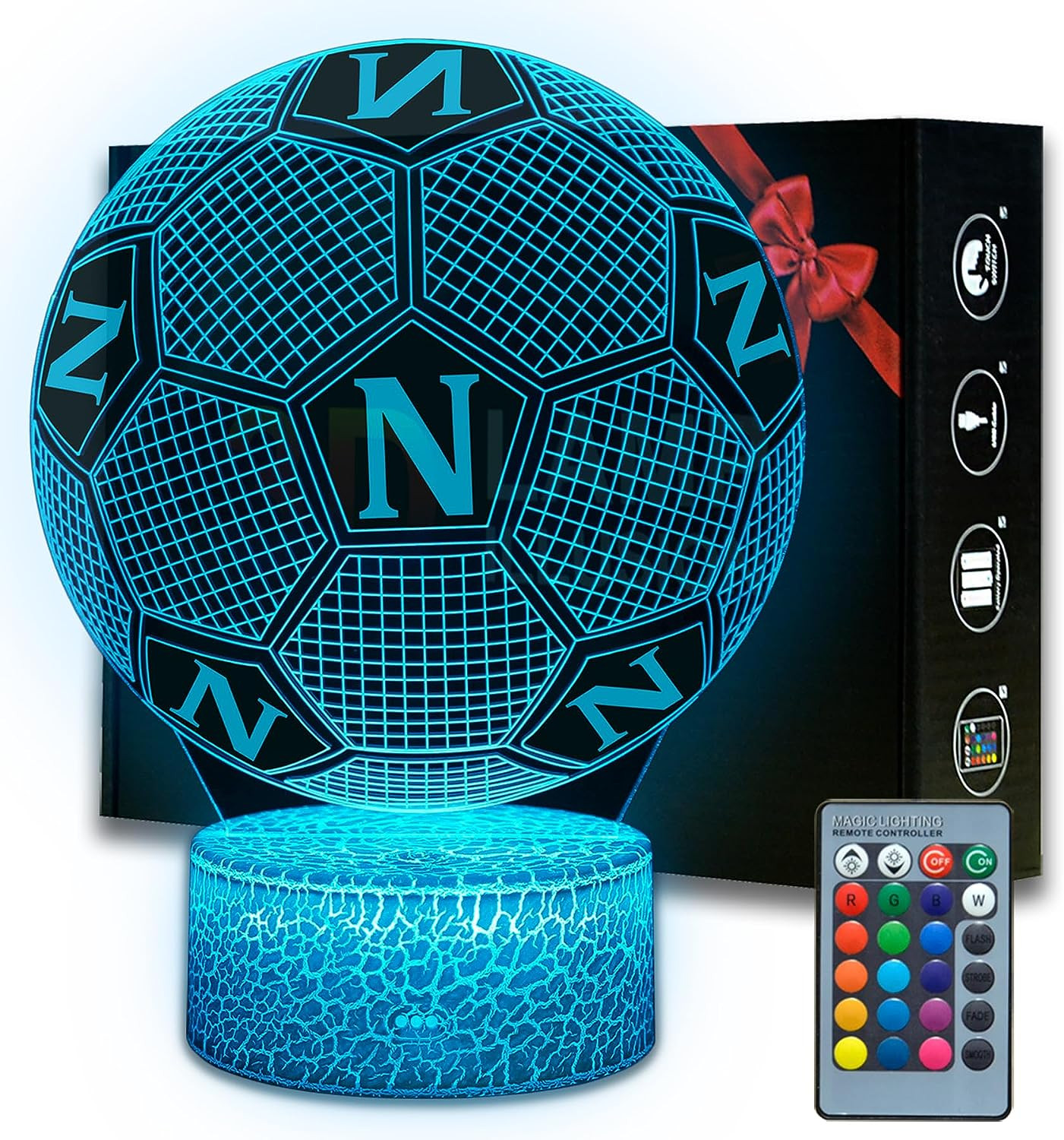 Lampada LED Calcio 3D per Bambini | 16 Colori RGB e Smart Touch