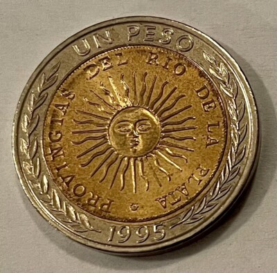 ARGENTINA 1 Peso ''PROVINGIAS'' SPELLING  ERROR 1995 BIMETALLIC COIN uncirculated