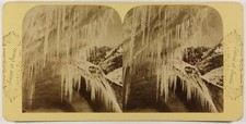 France Stalactites at the Sources of Aveyron c1870 Stereo Photo Vintage Albumen