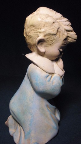 Estatuillas vintage de niño y niña rezando, hechas a mano, yeso, de 7 1/2" a 8" de alto - Imagen 3 de 12