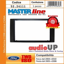 MASCHERINA AUTORADIO 2 DIN FIESTA 2005 A 2008 CON CORNICE PER RADIO CINESI. NERO