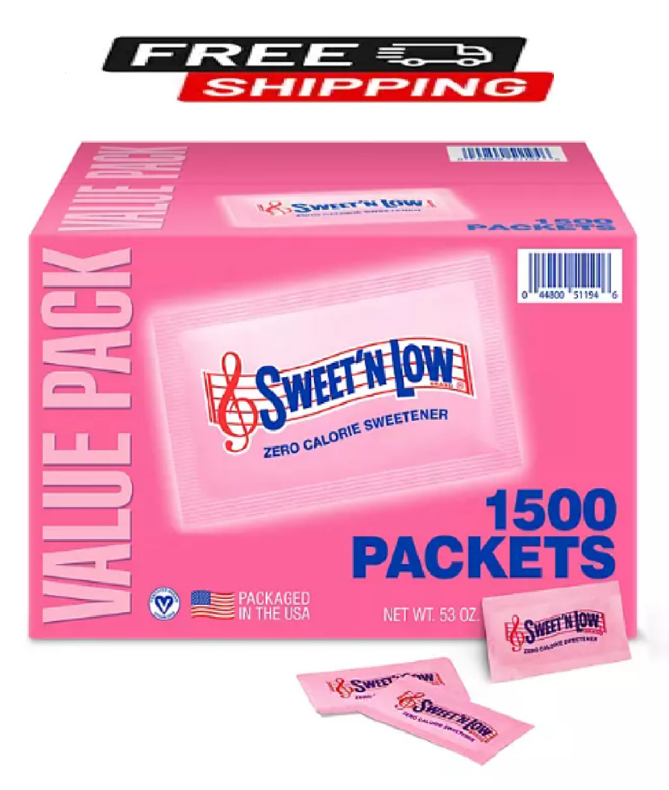 Sweet'N Low Zero-Calorie Sweetener Packets, 1,500 ct.