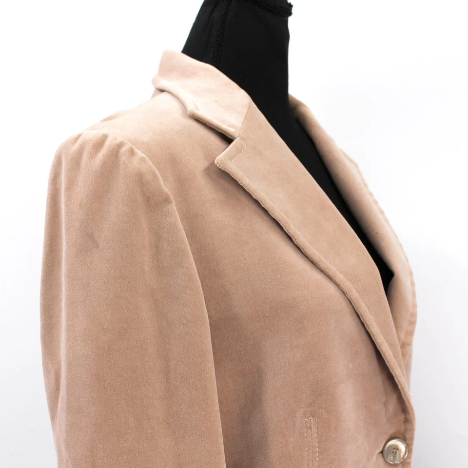 GUCCI желтовато-коричневый мягкий хлопок бархата выемки однобортный блейзер 44 бархата куртка Италии - Изображение 3 из 4