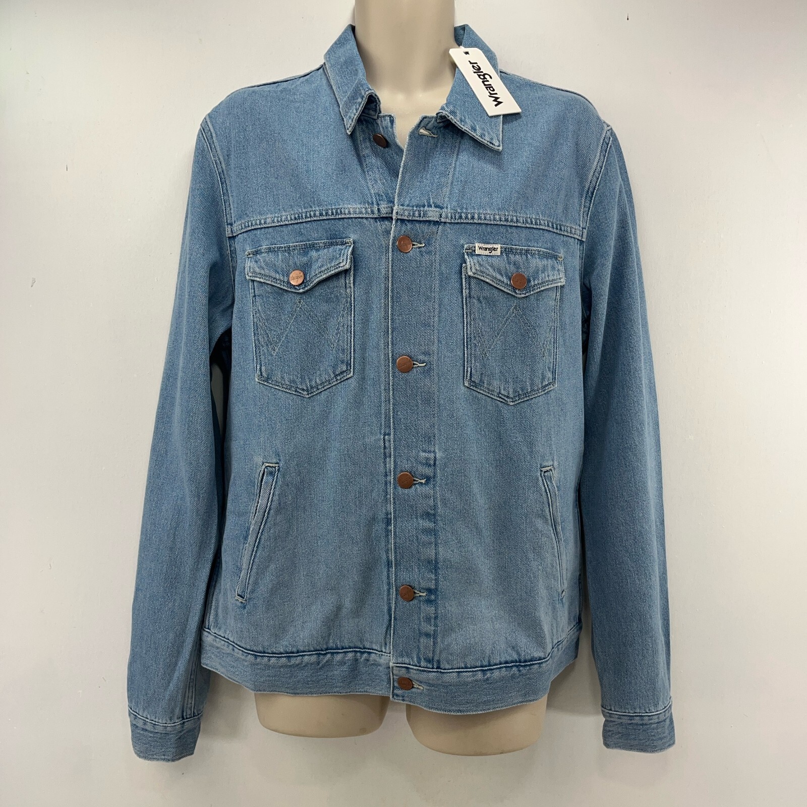 Wrangler Denim Jacket Size XL Men's Classic Western Aztec Bleached Out BNWT
