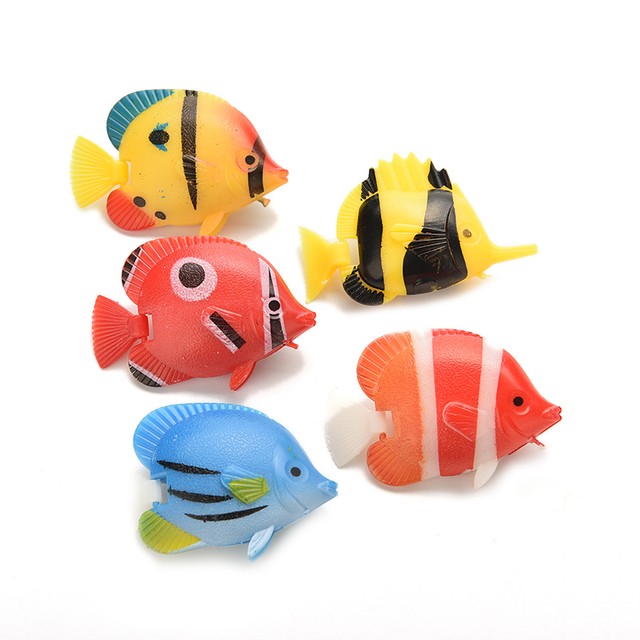 5x Artificial Tropical Fish Floating Moveable Aquarium Fish Tank Toy OP