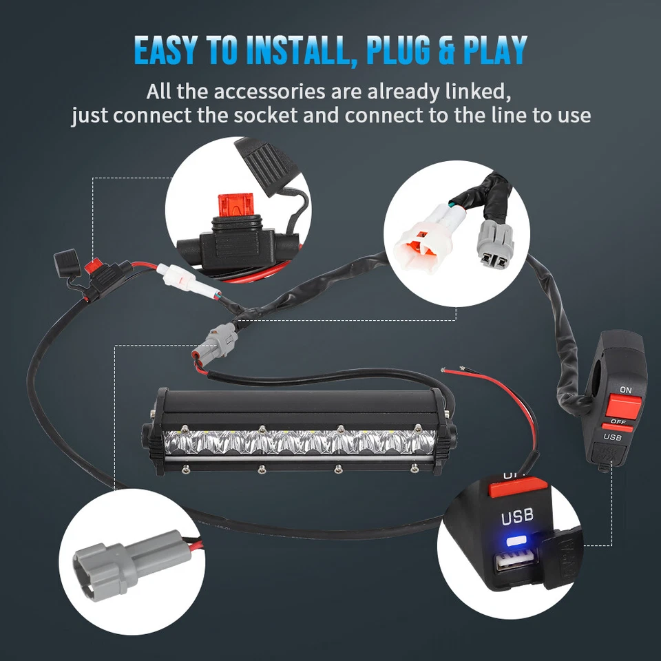 LED Headlight Bar Lighting Kit Plug-N-Play For Honda CRF110 CRF230 CRF250 CRF450 - Image 4 of 4