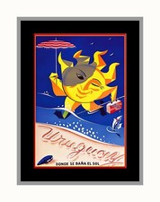 Punta del Este  Uruguay Where the sun bathes Travel  Poster Print Retro Wall Art