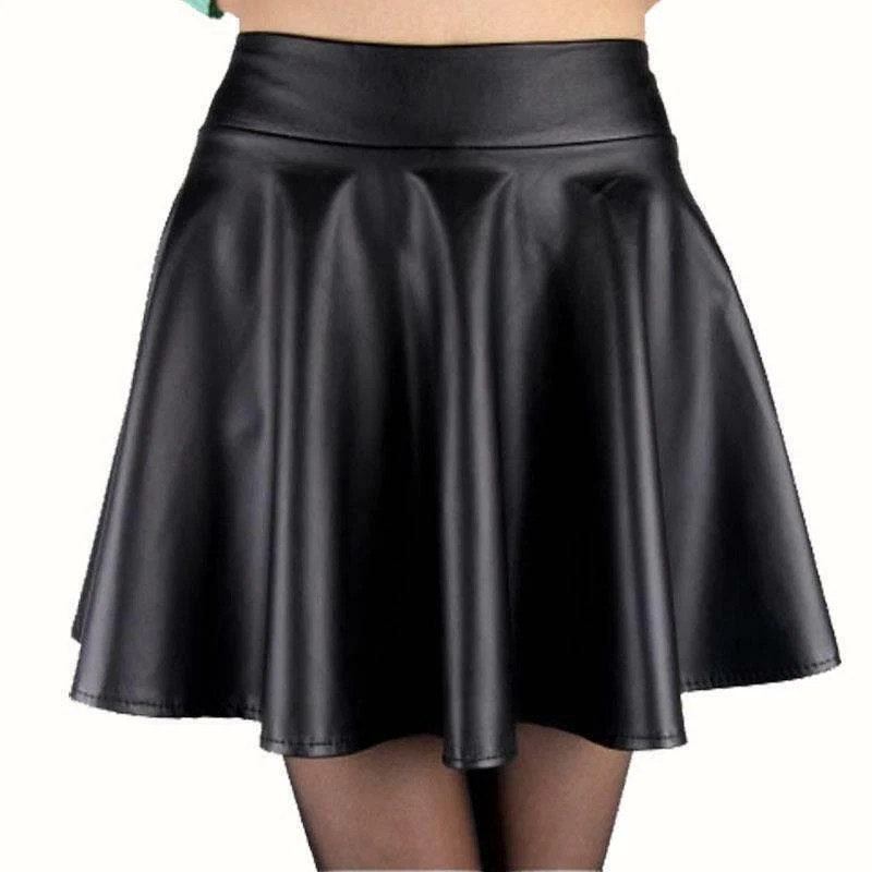 Pieces faux leather skater skirt in black | ASOS