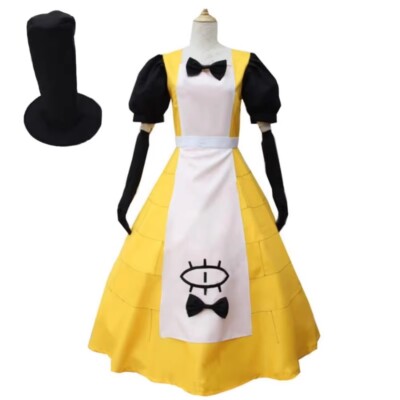 Cosplay Gravity Falls Bill Cipher Gelbe Kleid Hut Handschuhe Halloween Anzüge