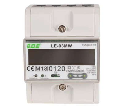 F&F LE-03MW Dreiphasen Stromzähler MID-Richtlinie 2014 3×230V / 400V 80 A IP51 - Bild 1 von 4